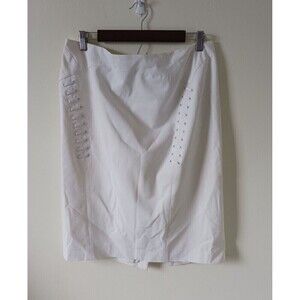 Lafayette‎ 148 New York Pencil Skirt Braided Side Zipper White Size 12